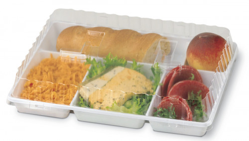 Plateau repas rectangulaire blanc plastique 29x22,4 cm Alphaform (50 pièces)