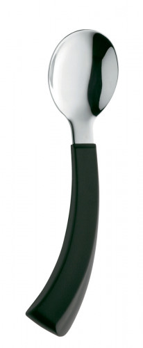 Cuillère manche courbé pour droitier noir inox 19 cm Handicap Amefa