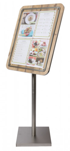 Porte-menu rectangulaire brun 4 pages Glass Star Securit