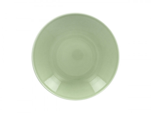 Assiette coupe creuse rond vert porcelaine vitrifiée Ø 22,2 cm Vintage Rak