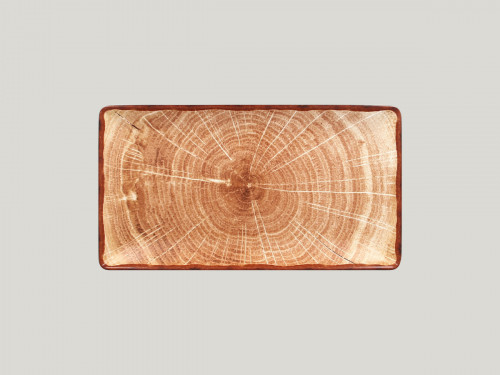 Assiette plate rectangulaire brun porcelaine vitrifiée 33,8x18,3 cm Woodart Rak