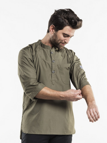 Veste homme manches longues vert M Bujutsu Chaud Devant