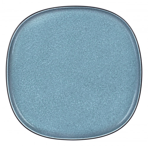 Assiette plate carré bleu porcelaine vitrifiée 26x26 cm Ikon Astera
