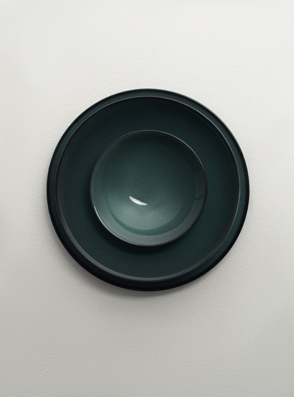 Coupelle à bord droit rond vert de gris porcelaine Ø 15 cm Javeil Velvet Astera