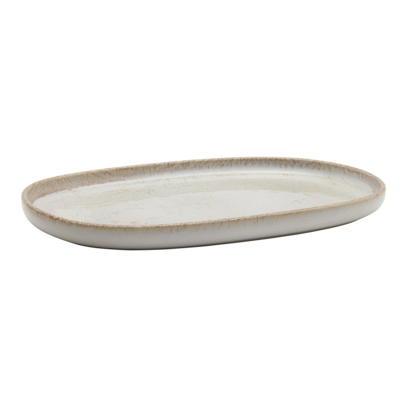 Assiette ovale beige grès 33x22,5 cm Sand Accolade