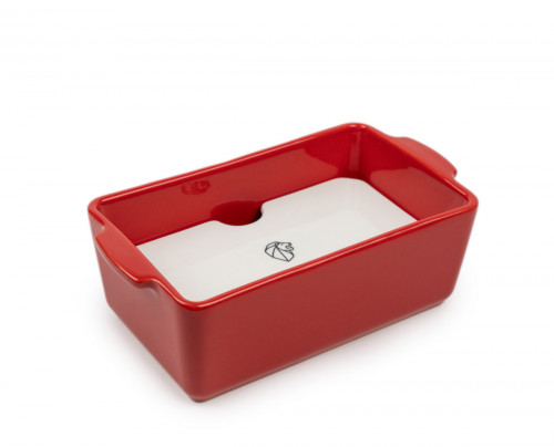 Plat à four rectangulaire rouge porcelaine Ø 23,8 cm 12,4 cm Appolia Peugeot Saveurs