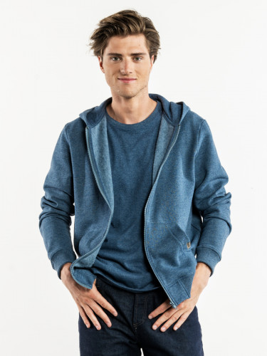 Sweat à capuche avec poches recyclé bleu S Comodo Blue Melee Chaud Devant
