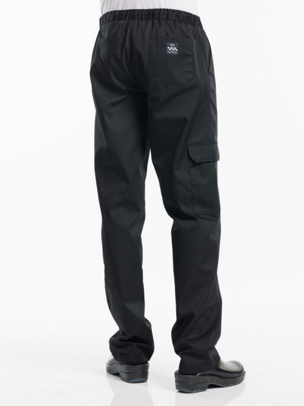 Pantalon de cuisinier noir L Baggy Chaud Devant