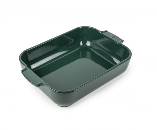 Plat à four rectangulaire vert forêt porcelaine vitrifiée 32x21 cm Céramique Peugeot Saveurs