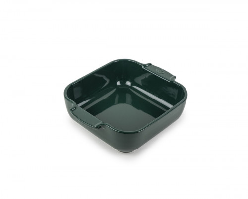 Plat à four carré vert forêt porcelaine vitrifiée 21x21 cm Céramique Peugeot Saveurs