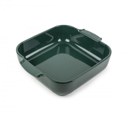 Plat à four carré vert forêt porcelaine vitrifiée 28x28 cm Céramique Peugeot Saveurs