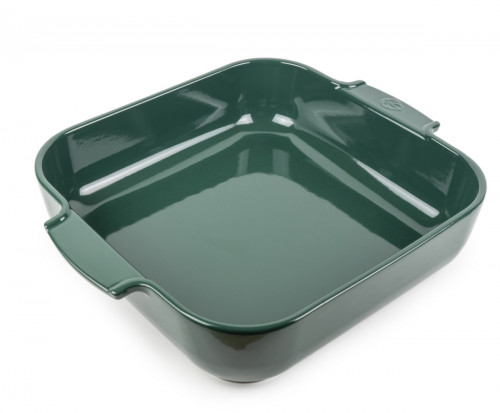 Plat à four carré vert forêt porcelaine vitrifiée 36x36 cm Céramique Peugeot Saveurs
