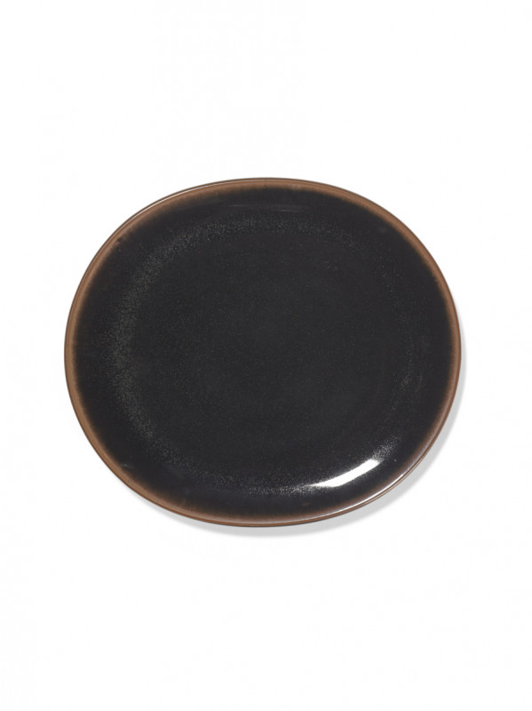 Assiette coupe plate ovale Brown grès émaillé 27,5x24,5 cm Out Of Lines Serax