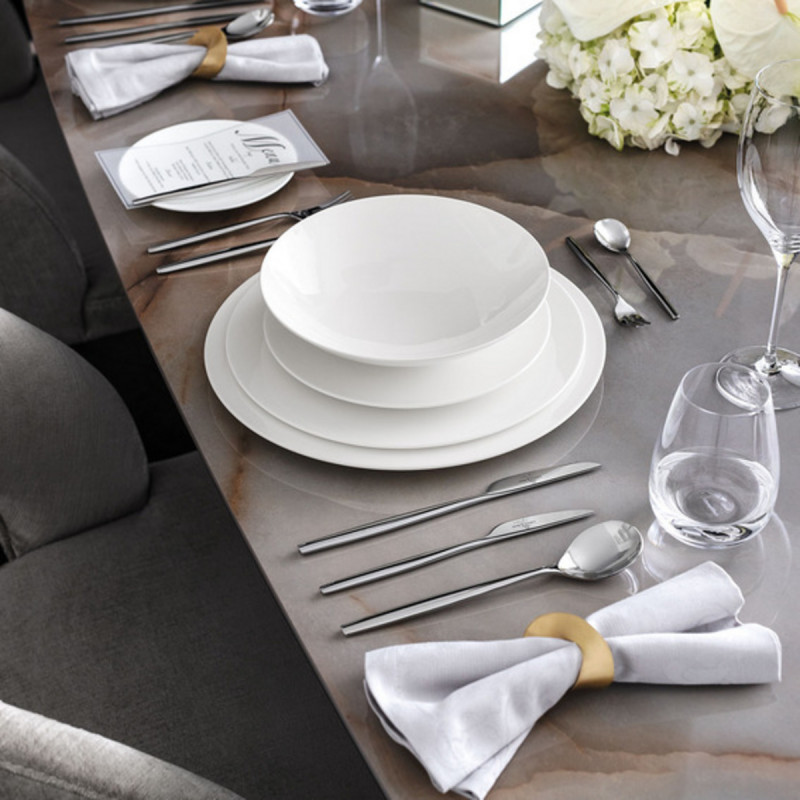 Assiette plate rond blanc porcelaine bone china Ø 22 cm Metrochic Villeroy & Boch